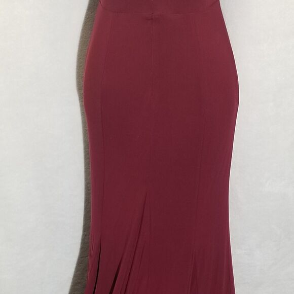 Dear Moon 3 Dress Gown Burgundy Deep V Neck High Slit Stretch Padded Cup Prom - Picture 6 of 9